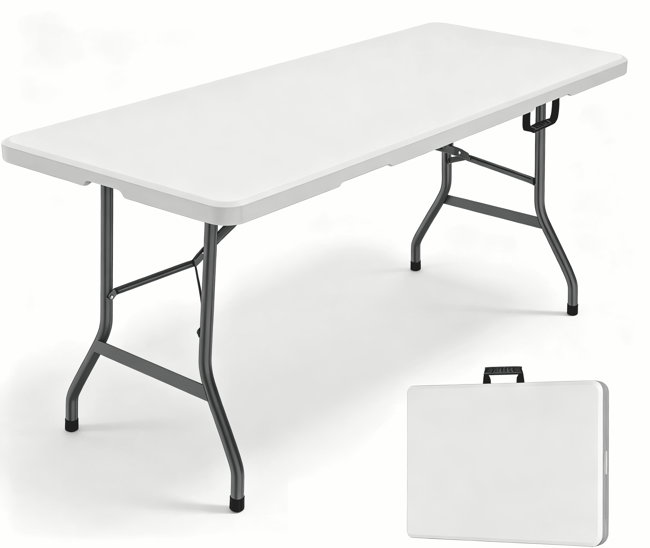 HOQBN 6 Foot Folding Table,Indoor Outdoor Table for Picnic Party Dining Camping Event,White