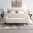 thumbnail image 1 of HOQBN 60" Modern Storage Bench with Mid-Centruy Wood Legs,Bench with Storage for Living Room, Bedroom Cream, 1 of 9
