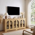 thumbnail image 1 of HOQBN 68" Modern Arched Glass Sideboard with 6 Doors, Buffet Cabinet with Storage and Adjustable Shelves, Large Credenza for Living Room,Kitchen,Entryway,Natural, 1 of 9