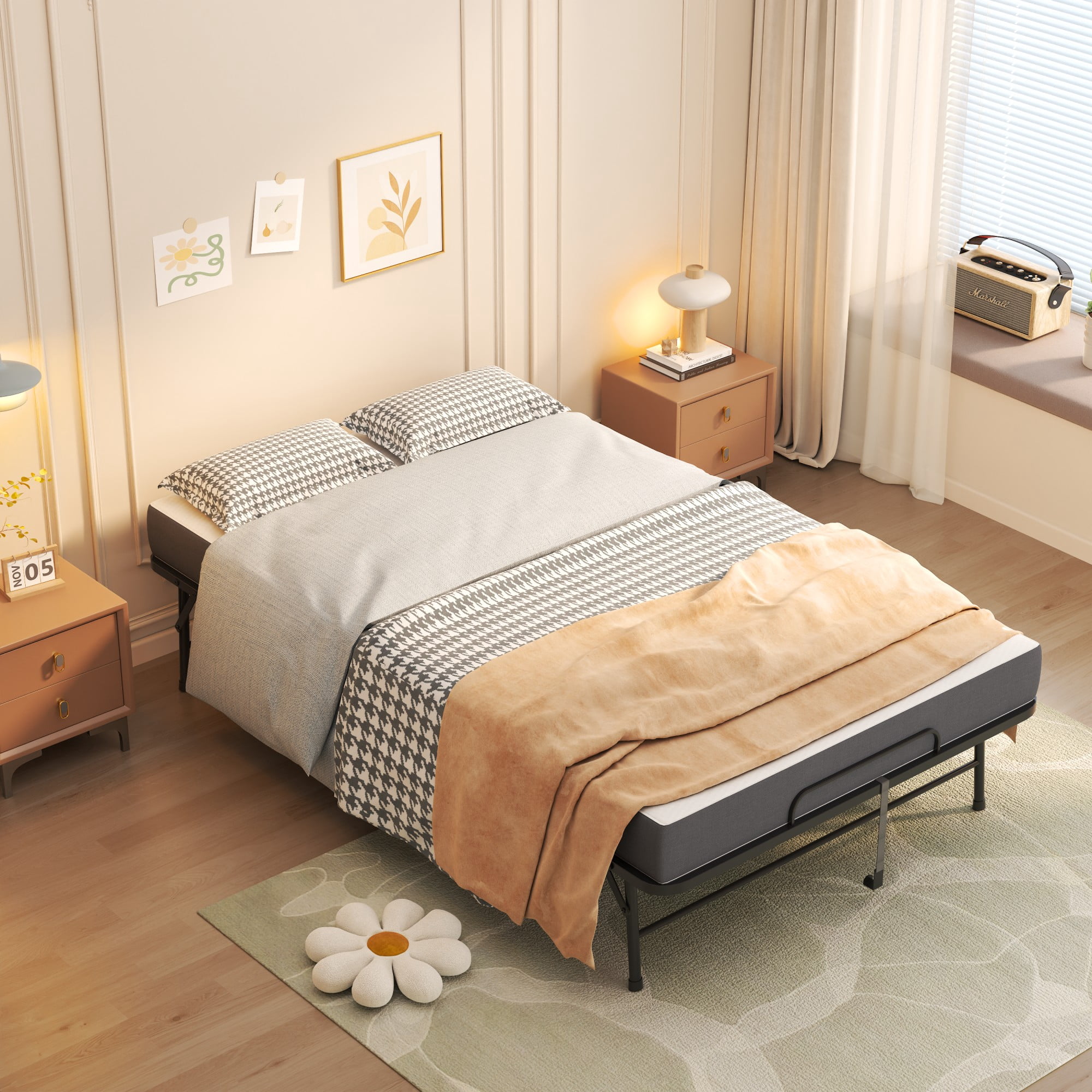 HOQBN 75"x46" Folding Bed with 5" Memory Foam,Heavy-Duty Twin Size Portable Foldable Bed Guest Bed for Adults