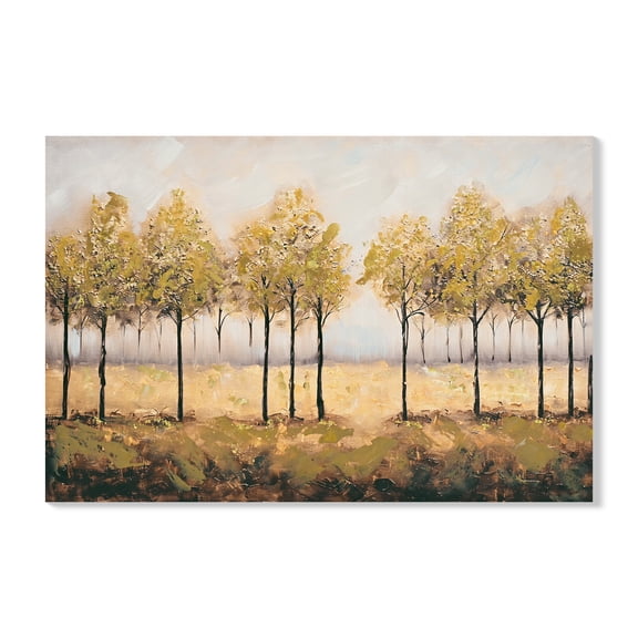 HOQBN Abstract Golden Autumn Tree Forest Canvas Wall Art, Framed Landscape Painting Print, 24x36 Inch Modern Nature Artwork for Living Room Bedroom Apartment Home Decor