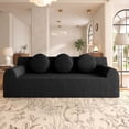 thumbnail image 1 of HOQBN Boneless Sofa Couch for Living Room,71" 3 Seater Sofa with Deep Seat Design and 3 Round Pillows,Comfy Corduroy Fabric Loveseat Couch,No Assembly,Black, 1 of 5