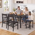 thumbnail image 1 of HOQBN Dining Table Set,Wooden Kitchen Table Set for 6,Farmhouse 7-Piece Dining Room Furniture for Small Space, Breakfast Nook, Apartment,Black, 1 of 13