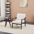 thumbnail image 1 of HOQBN Modern Armchair with High Back,Upholstered Living Room Chairs with Solid Wood Legs,Leisure Reading Chair for Living Room, Bedroom,Ancient White, 1 of 8