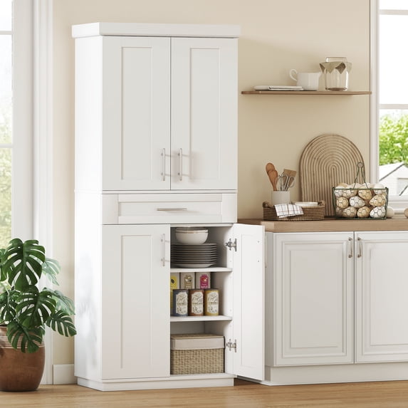 HOQBN Modern Freestanding Kitchen Pantry Storage Cabinet with Doors ...