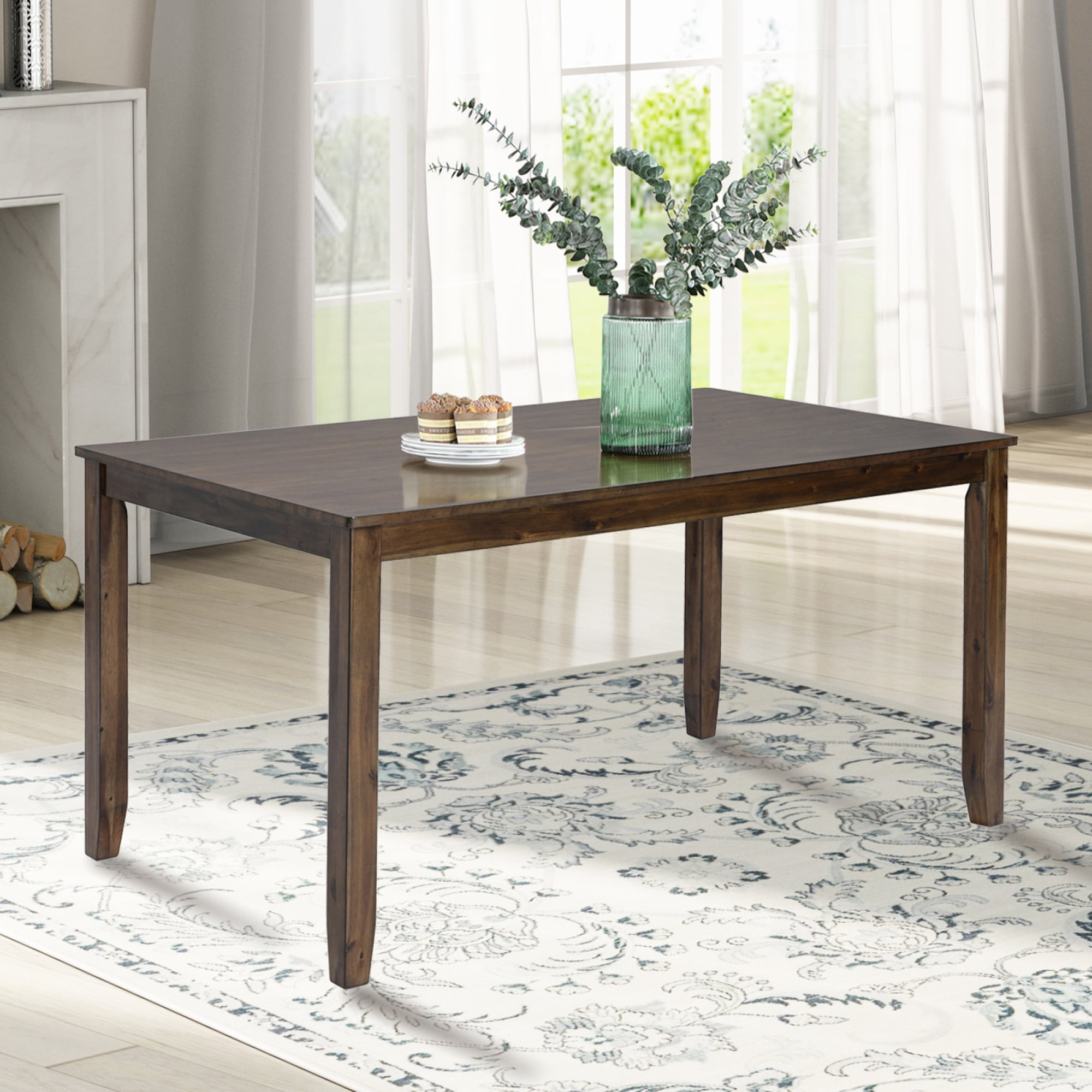 HOQBN Rectangular Dining Table,45.5" Wooden Kitchen Table for 4-6,Space-Saving Kitchen Table for Kitchen & Living Room,