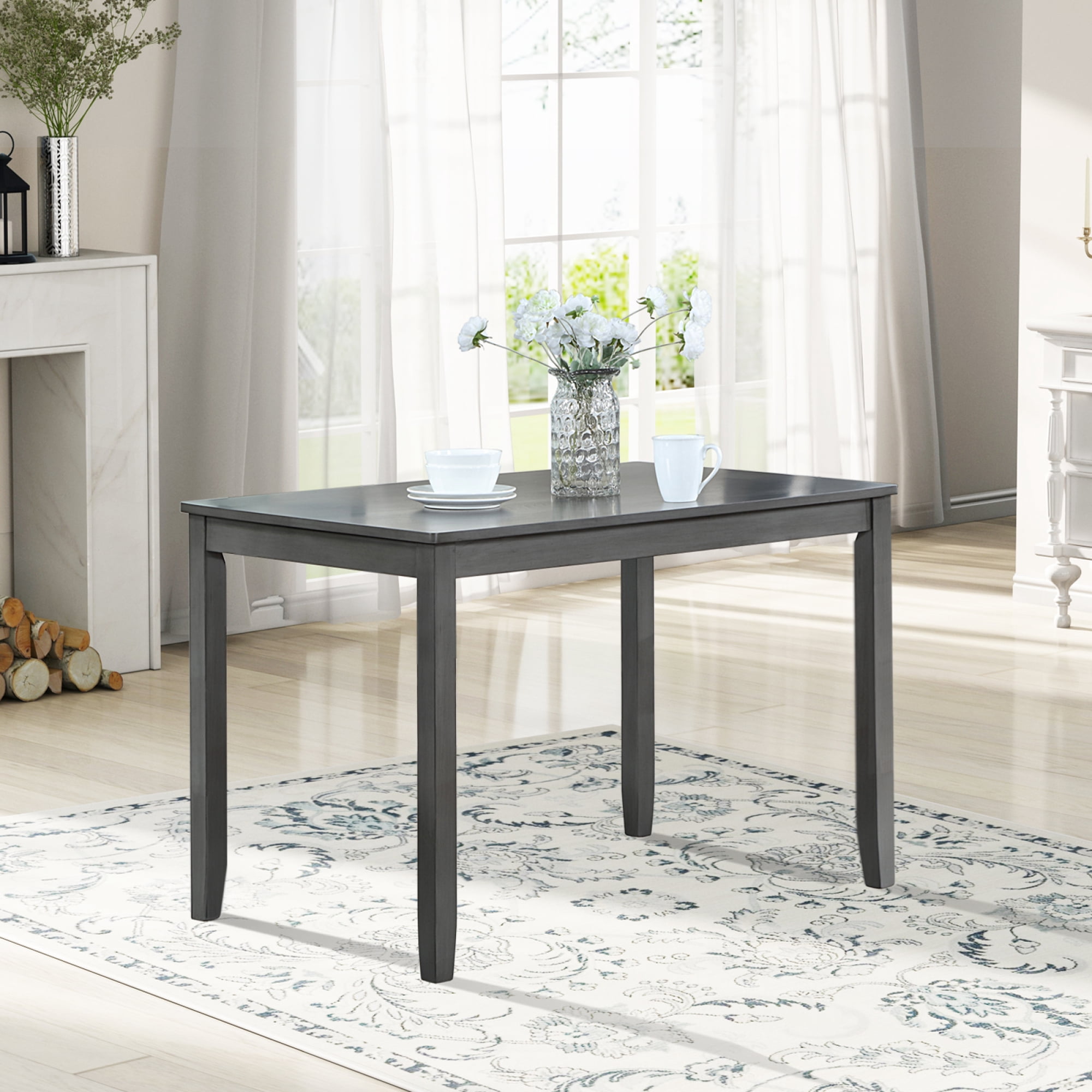 HOQBN Rectangular Dining Table,45.5" Wooden Kitchen Table for 4-6,Space-Saving Kitchen Table for Kitchen & Living Room,
