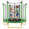 thumbnail image 1 of HOQBN Trampoline 5.5 FT,Indoor Outdoor Trampoline with Safety Net and Enclosure,U-Shaped Stable Legs,Foam Padded Poles, Mini Trampoline for Kids,Green, 1 of 13