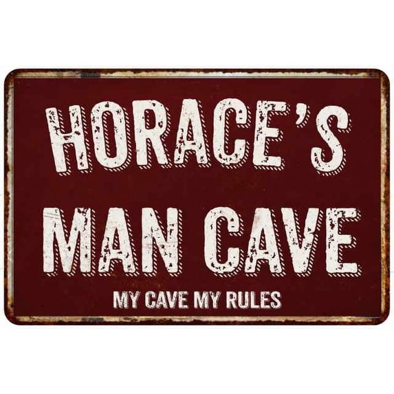 HORACE'S Man Cave Red Grunge Gift Sign Metal 12x18 Decor 208120003290