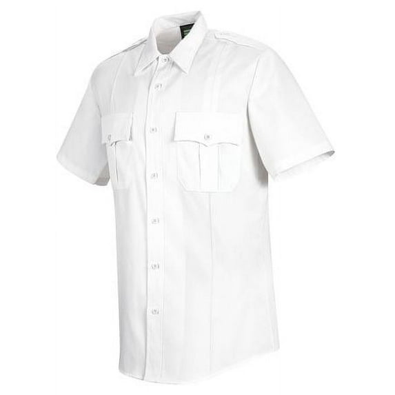 Horace Small Men's New Dimension Poplin Shirt Short-Sleeve, White, Size: 16 65% Polyester/35% Cotton