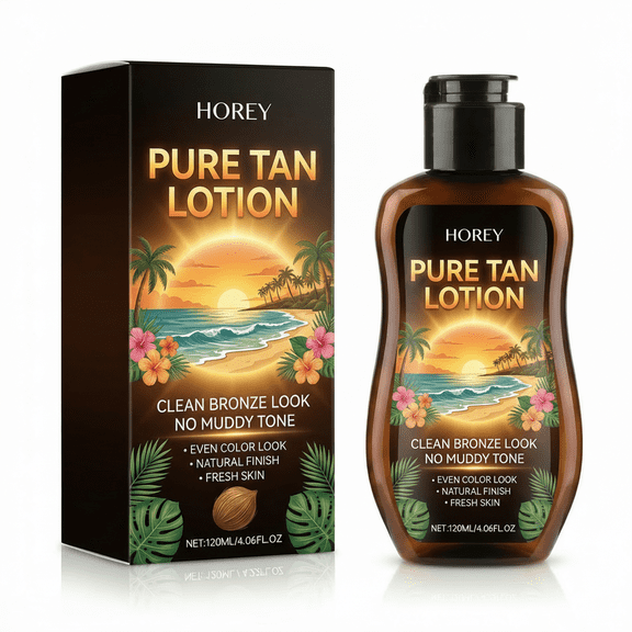 HOREY PURE TAN LOTION Clean Bronze Look Tanning Lotion for Tanning Beds & Outdoor Use, No Muddy Tone, Even Color, Natural Finish, Fresh Skin, 120ml