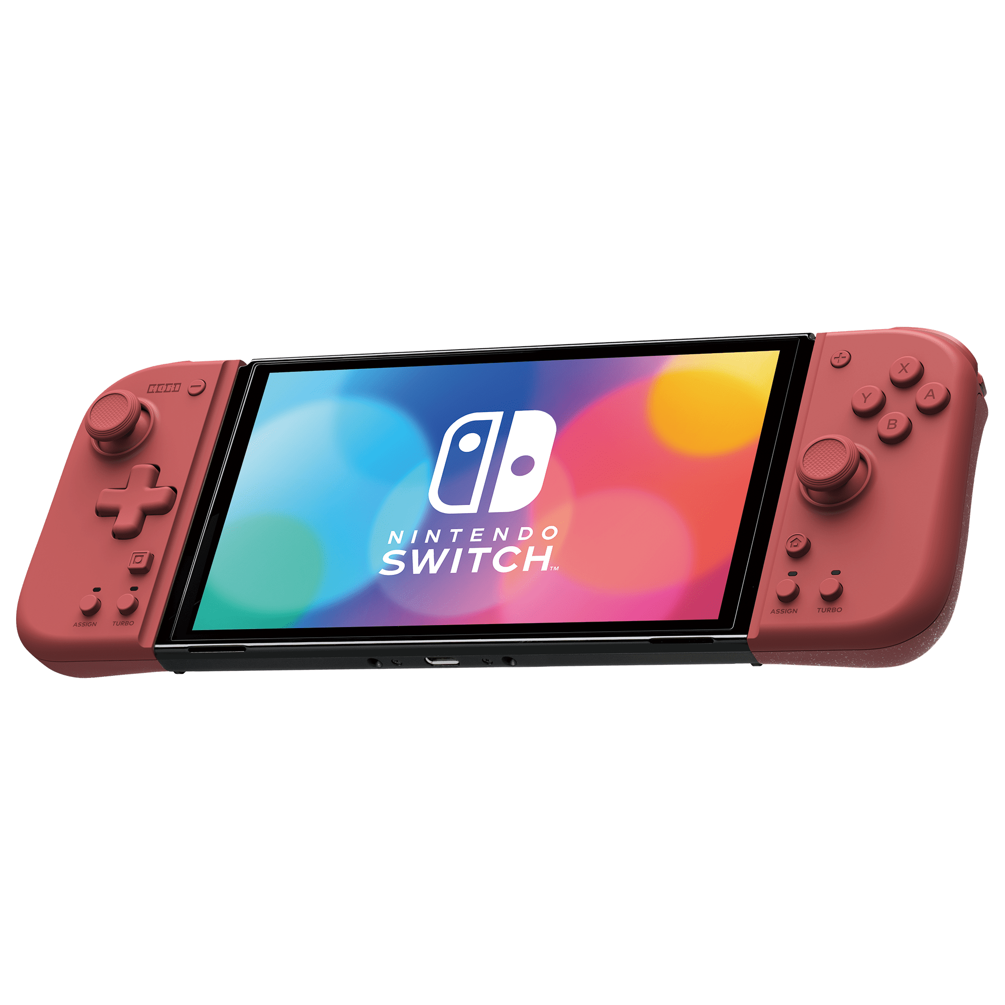 HORI Nintendo Switch and Nintendo Switch OLED Split Pad Compact Video Game  Controller, Apricot Red