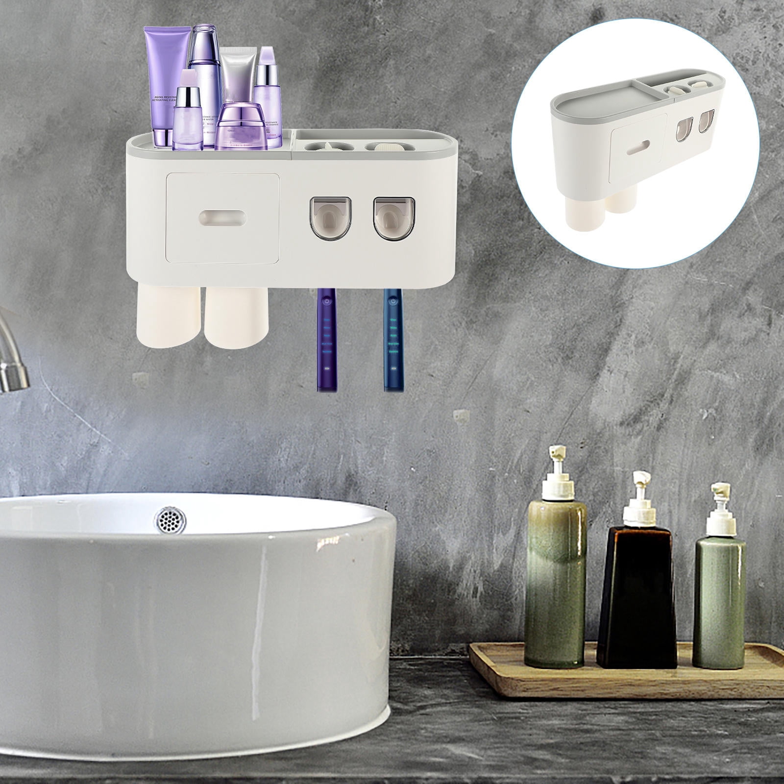 HORIALENCE 1 Set Modern Bathroom Design Grey Abs Rectangular Toothpaste ...