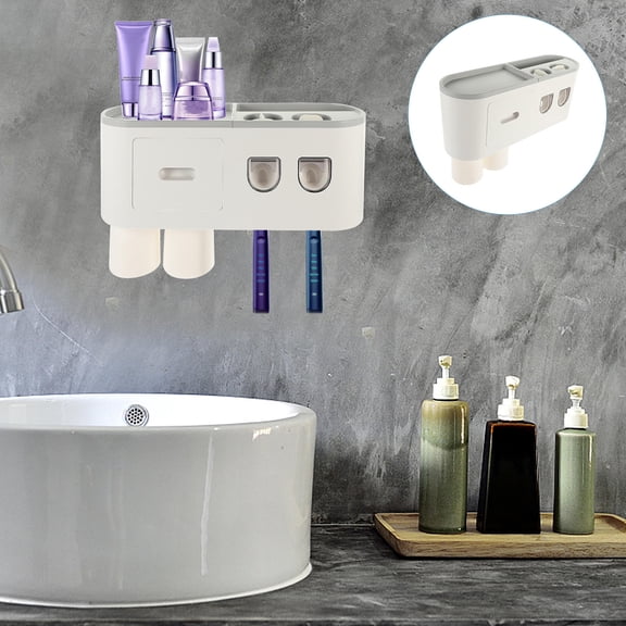 HORIALENCE 1 Set Modern Bathroom Design Grey Abs Rectangular Toothpaste Rack For Bathroom Organization