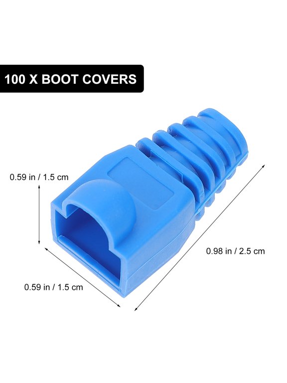100Pcs Blue Plastic Network Boots Cover for Cable Management Dustproof