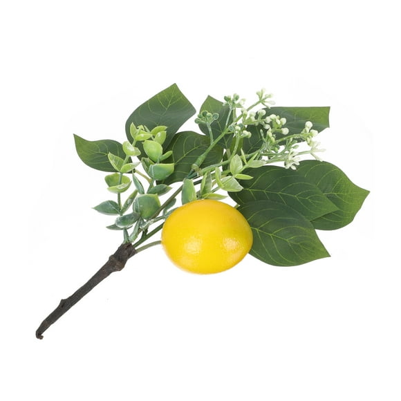 HORIALENCE 1Pcs Imitation Flower Branch Yellow Plastic Lemon Decoration 18x6.7in Realistic Simulation