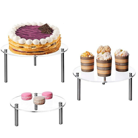 HORIALENCE 3Piece Set Tiered Tray Stand Usage Acrylic Display Riser Round 118x118x157in For Sweets Display