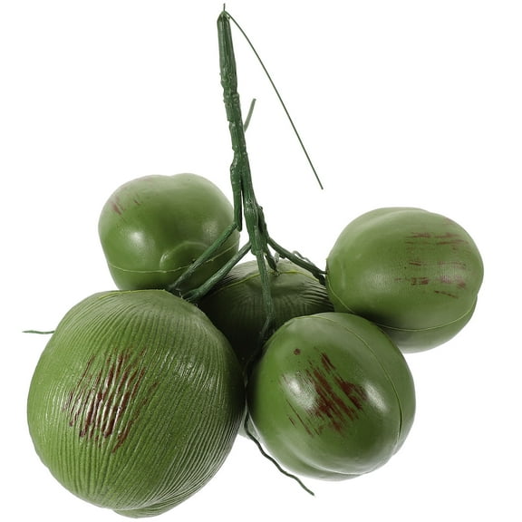 HORIALENCE 5 Coconuts Green Plastic Coconut Figurine For Kitchen Artificial Fruit Decors Home Decoration