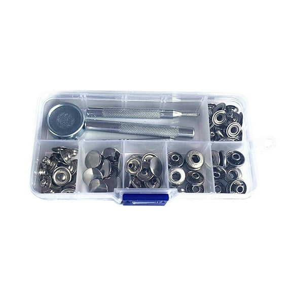 HORIALENCE 83-Pcs Covers Metal Buttons Silver Snap Fasteners Clasp Tool for