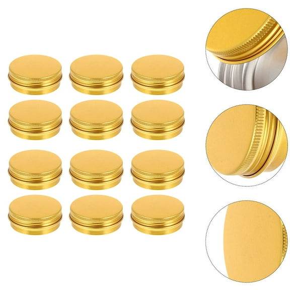 HORIALENCE Aluminium Empty Containers 12Pcs Golden Small Metal Tins With Lids For Candy Storage