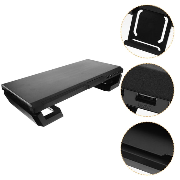 HORIALENCE Monitor Riser for Desks 21.7x7.9x3in 1Pcs Black Plastic Height Adjustable Stand Bracket