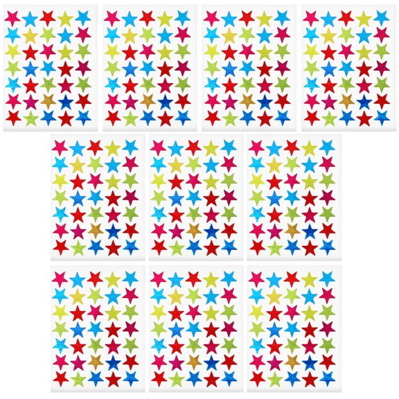 HORIALENCE Multi-Colored Star Shaped Stickers 10 Sheets for Students and Teachers
