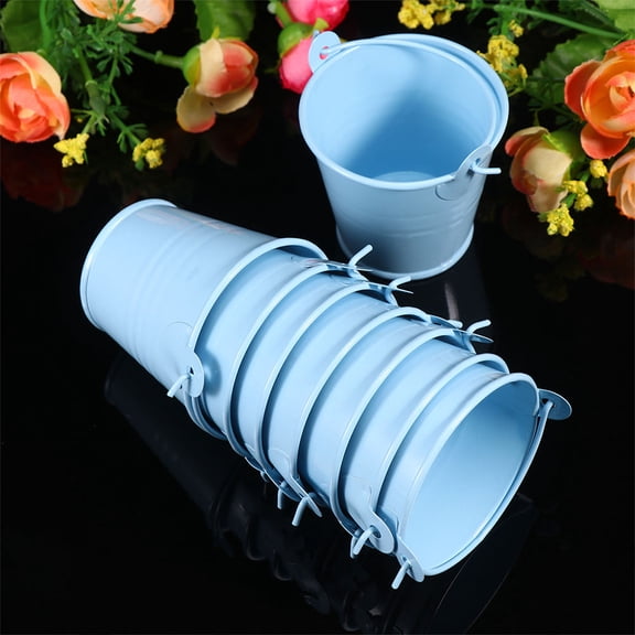 HORIALENCE Round Rustic Metal Bucket Planter 4Pcs Ideal for Plant Cultivation and Photo Prop 6.2X6.2X5.2in