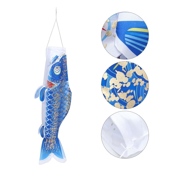 HORIALENCE Satin Carp Flag 3D Design Koi Fish Windsock for Outdoor Use 1Pcs 26.4X8.3X3.1in