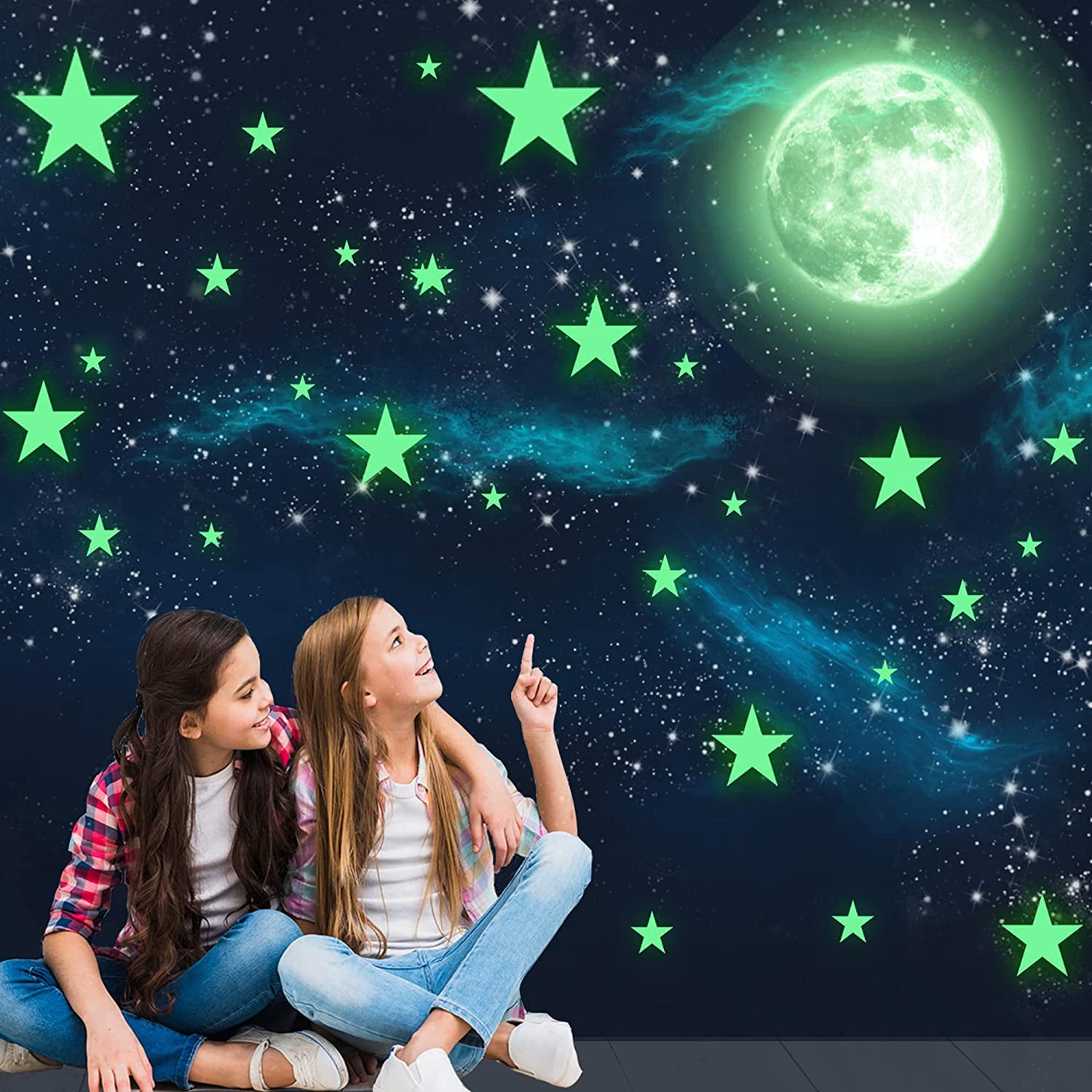 HORIECHALY Glow in The Dark Stars Wall Stickers,442 Adhesive Bright and