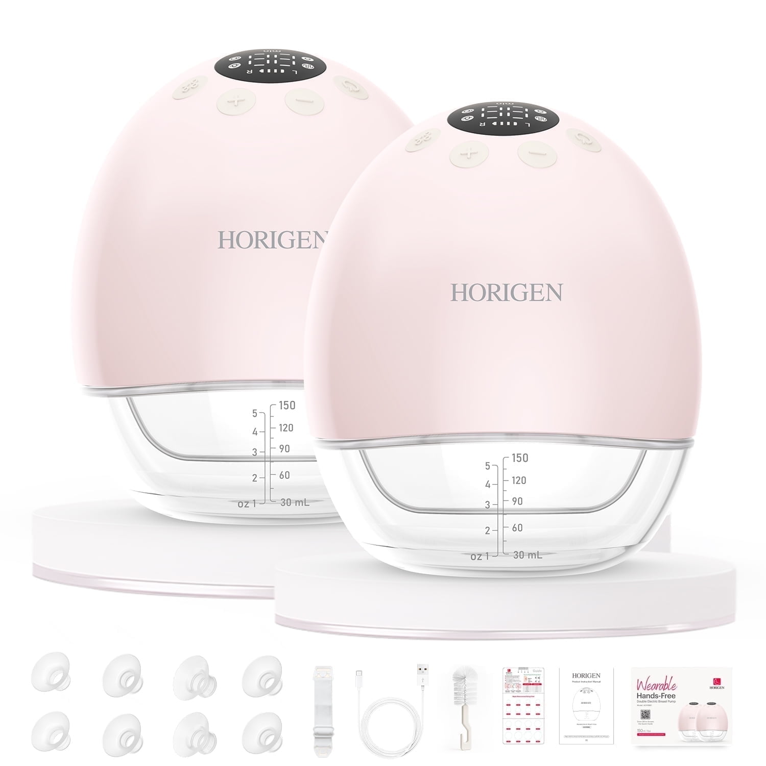 Walmart Black Friday Deals 2025 - Horigen AOV6861 Pink Double Electric Breast Pump, Wearable Hands-Free, Smart Memory, 3D Pumping, Portable Quiet