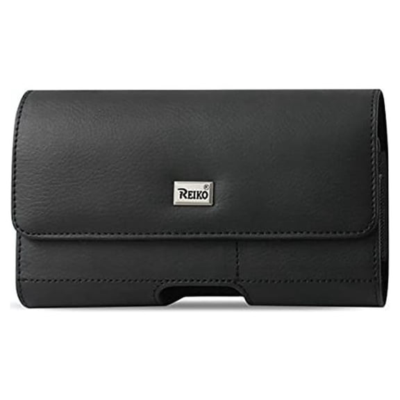 HORIZONTAL LEATHER POUCH IPHONE 6 PLUS/ 6S PLUS 5.5INCH SLIM-BLACK WITH CARD HOLDER (6.37X3.21X0.43 INCHES)