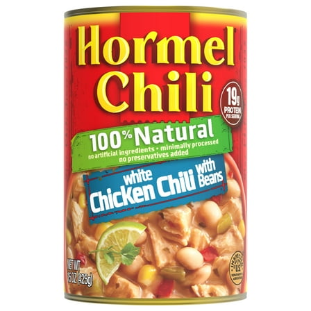 HORMEL&nbsp;100% Natural White Chicken Chili with Beans, No Artificial Ingredients, Shelf-Stable, 15 oz Steel Can