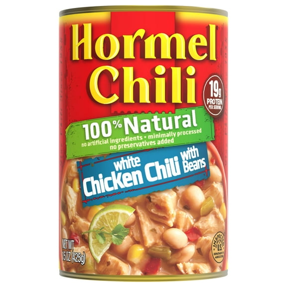 HORMEL&nbsp;100% Natural White Chicken Chili with Beans, No Artificial Ingredients, Shelf-Stable, 15 oz Steel Can