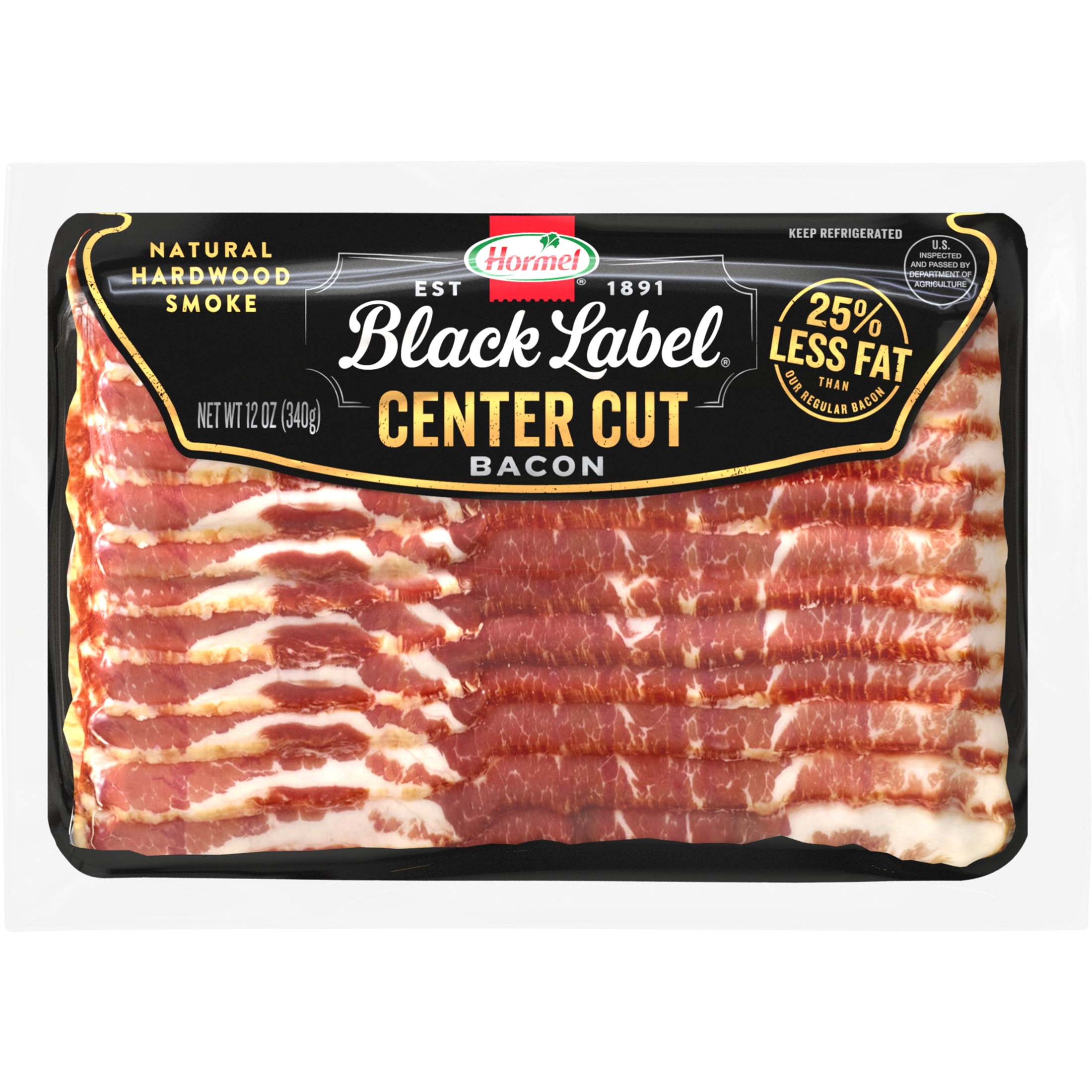 HORMEL BLACK LABEL Bacon, Center Cut, Gluten Free, Refrigerated, 12 oz ...