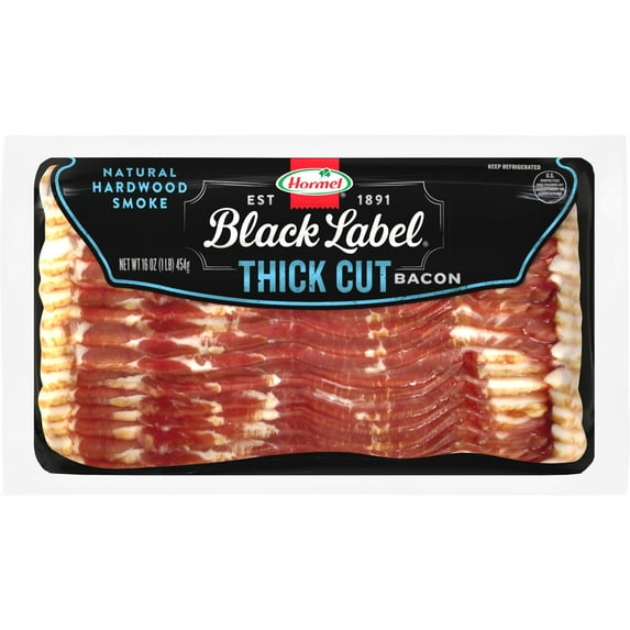 HORMEL BLACK LABEL Bacon, Thick Cut, Gluten Free, Refrigerated, 16 oz Plastic Package