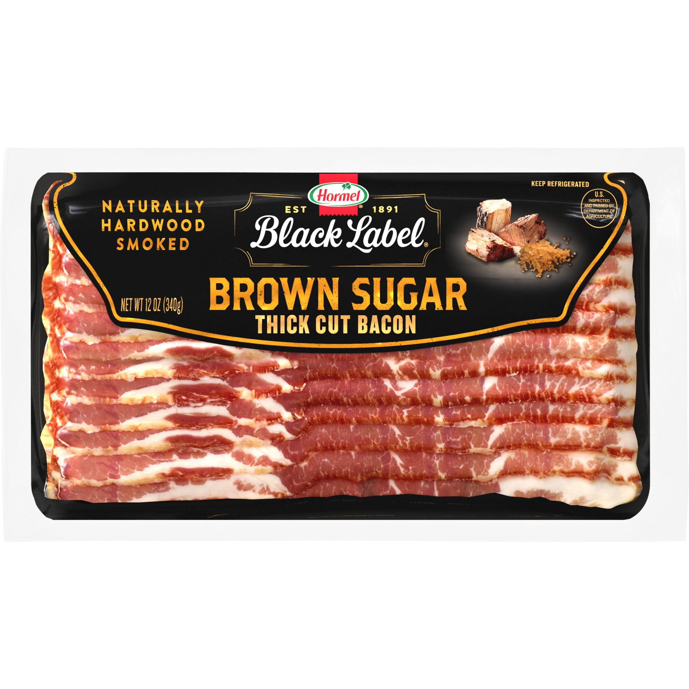 HORMEL BLACK LABEL Brown Sugar Thick Cut Pork Bacon, Gluten Free 12 oz