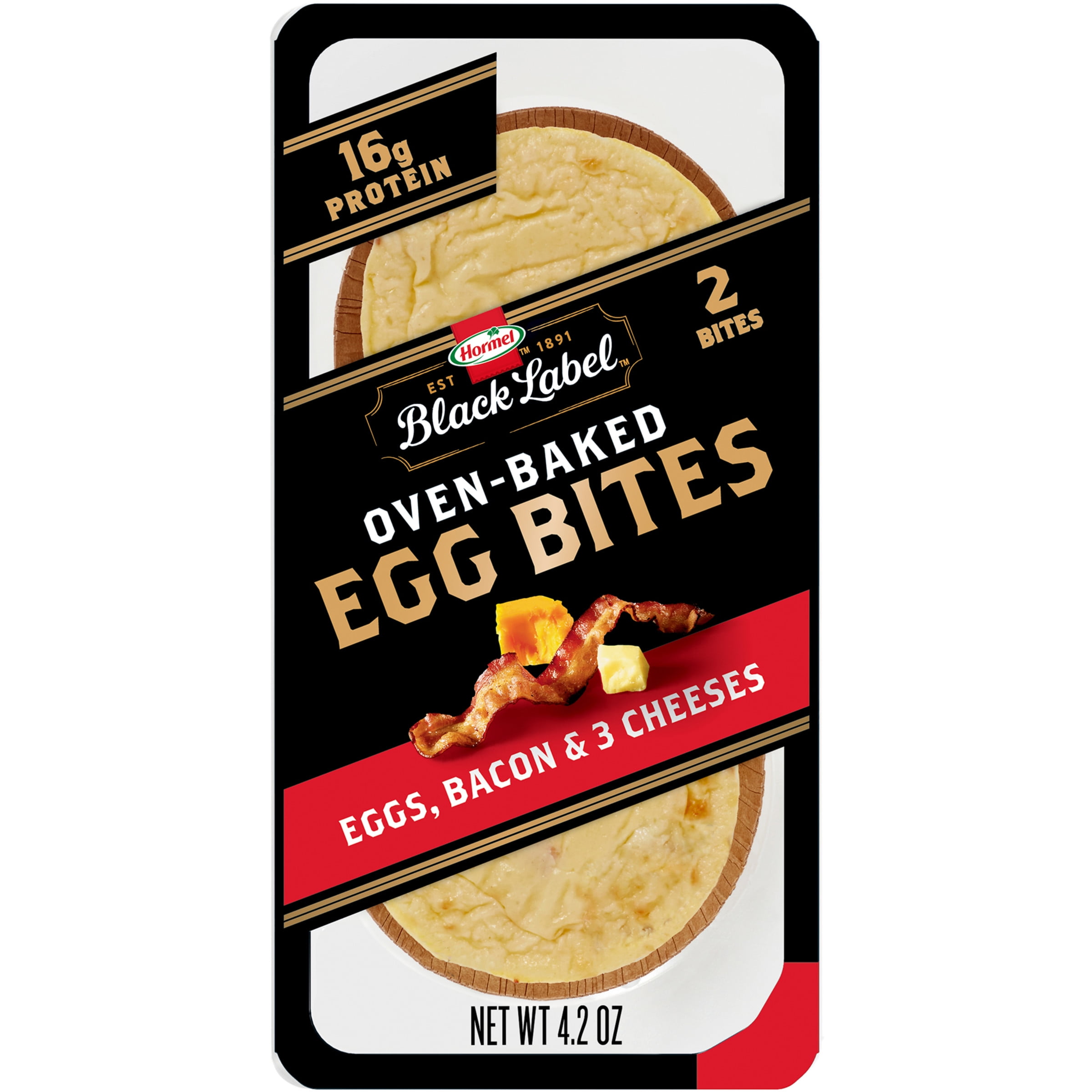 HORMEL BLACK LABEL Egg Bites with Refrigerated Pork Bacon and Three Cheeses, 4.2oz Plastic