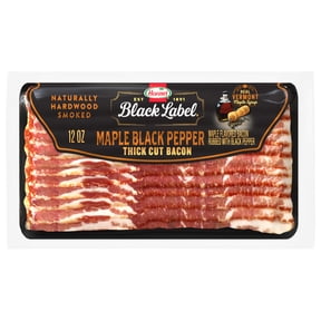 HORMEL BLACK LABEL Maple Black Pepper Bacon, Gluten Free, Refrigerated, 12 oz Plastic Package