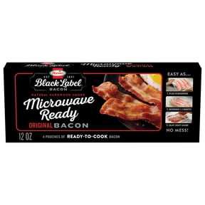 HORMEL BLACK LABEL Microwave Bacon, Gluten Free, Refrigerated, 12 oz Cardboard Box (4 Pouches)