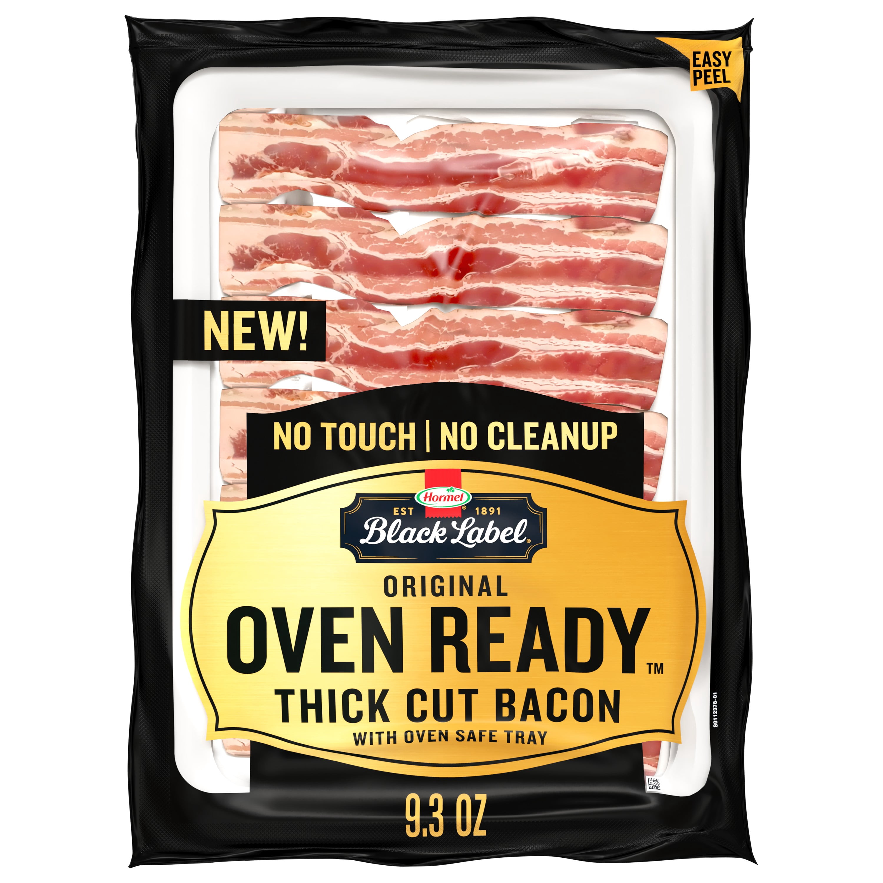 HORMEL BLACK LABEL OVEN READY Original Thick Cut Bacon, 9.3 oz Plastic Tray