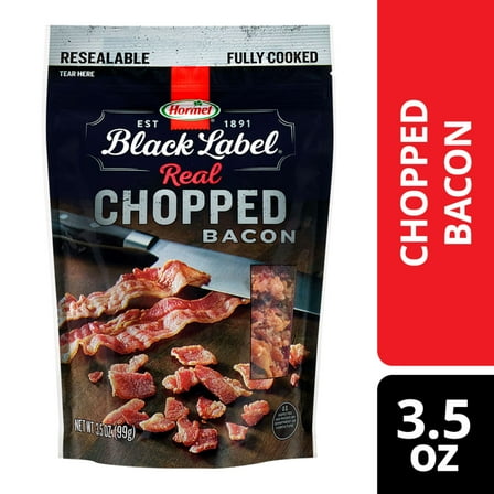 HORMEL BLACK LABEL Real Chopped Bacon Topping, 30 Calories per Serving, Shelf Stable, 3.5 oz Plastic Pouch