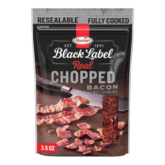 HORMEL BLACK LABEL Real Chopped Bacon Topping, 30 Calories per Serving, Shelf Stable, 3.5 oz Plastic Pouch