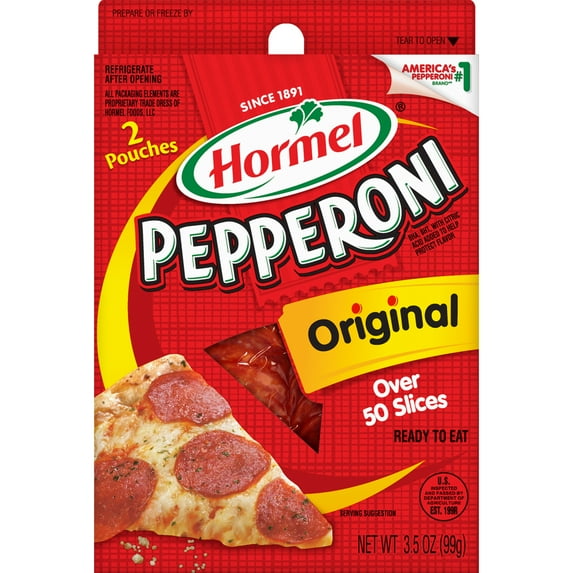 HORMEL Beef - Pork Pepperoni, Pizza Topping, Gluten Free, Refrigerated, 3.5oz Package