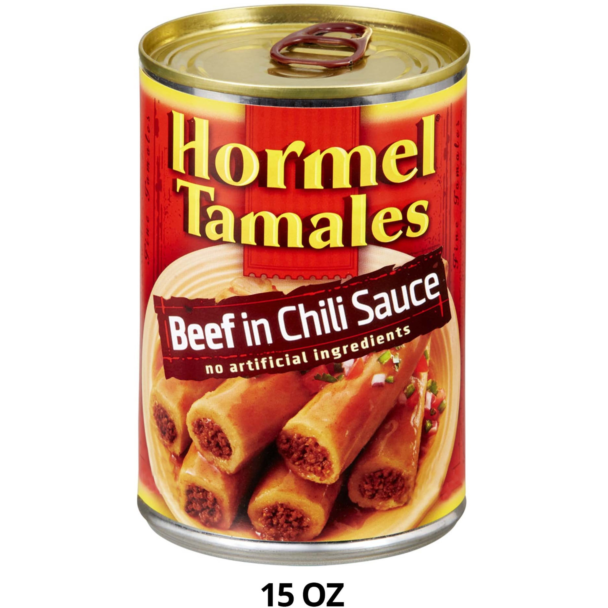 HORMEL Beef Tamales in Chili Sauce, Canned Tamales, Shelf Stable 15 oz