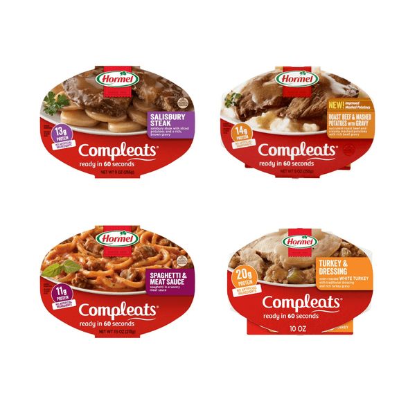 HORMEL COMPLEATS 8-Count Variety Pack Microwave Meal Convenient, Quick & Tasty Meals on the Go