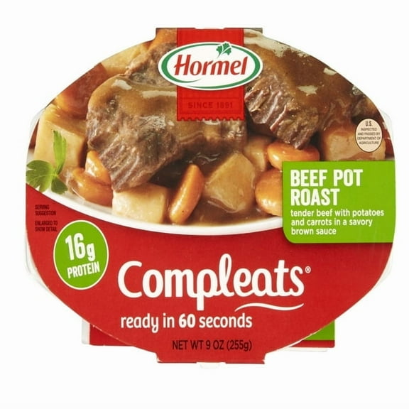 HORMEL COMPLEATS Beef Pot Roast, Shelf Stable 9 oz Plastic Tray (Pack of 4)