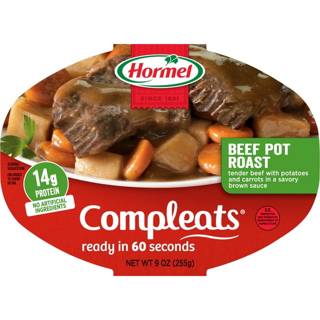 HORMEL COMPLEATS Beef Pot Roast, Shelf Stable 9 oz Plastic Tray