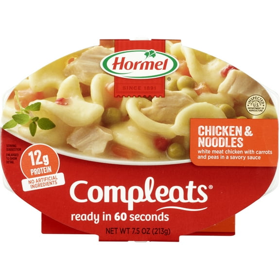 HORMEL COMPLEATS Chicken & Noodles, Shelf-Stable, 7.5 oz Plastic Microwaveable Tray