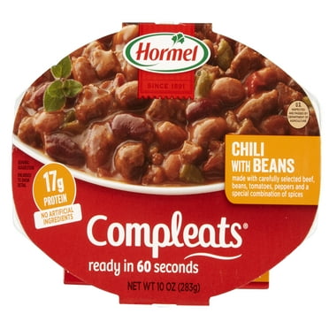 HORMEL COMPLEATS Chili w/Beans, No Artificial Ingredients, 10 oz Plastic Microwave Tray
