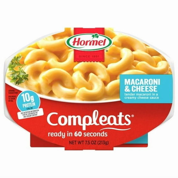 HORMEL COMPLEATS Macaroni & Cheese 14 grams Protein Per Serving 7.5 oz Plastic Microwaveable Tray (Pack of 3)